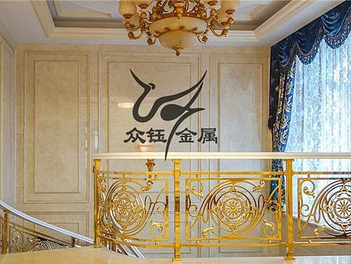 厦门别墅家装豪华k金铝艺护栏楼梯雕花扶手