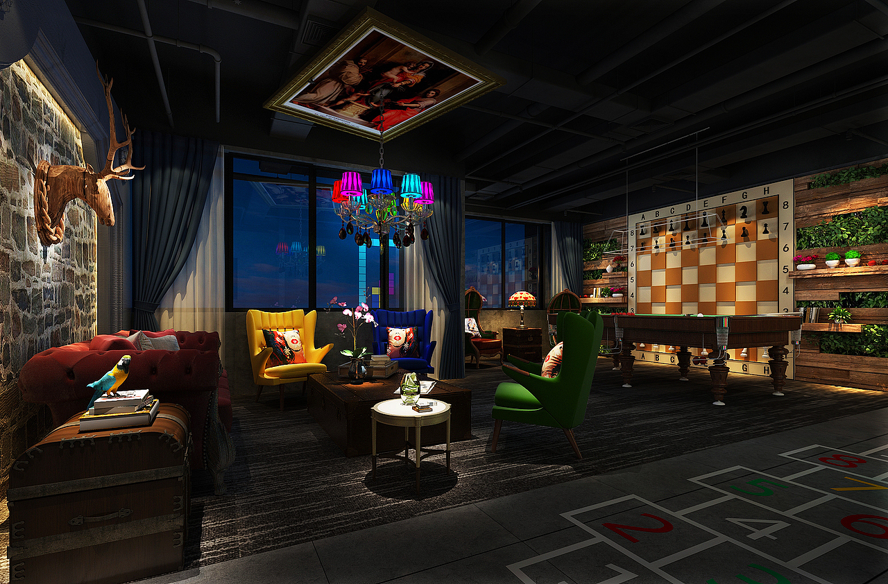 民国风棋牌会所（图ZMjA2Mjc2OTcy） - 家装设计 - 站酷设计师四格空间设计原创素材 - 站酷ZCOOL