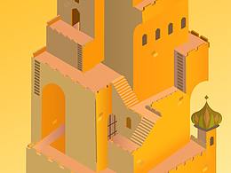 2.5D城堡插畫(huà)