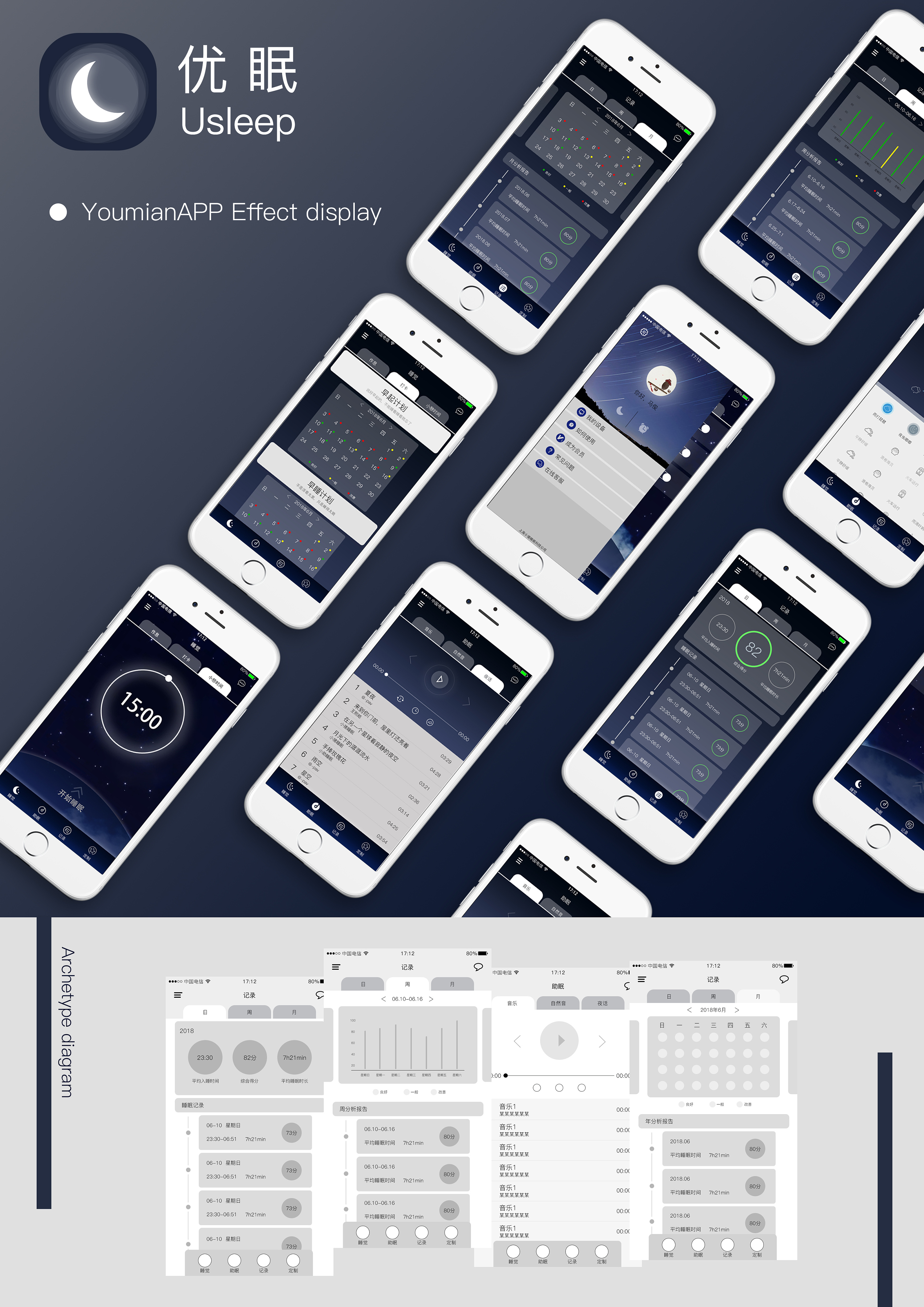 睡眠类app效果图|ui|app界面|七澈_原创作品-站酷zcool