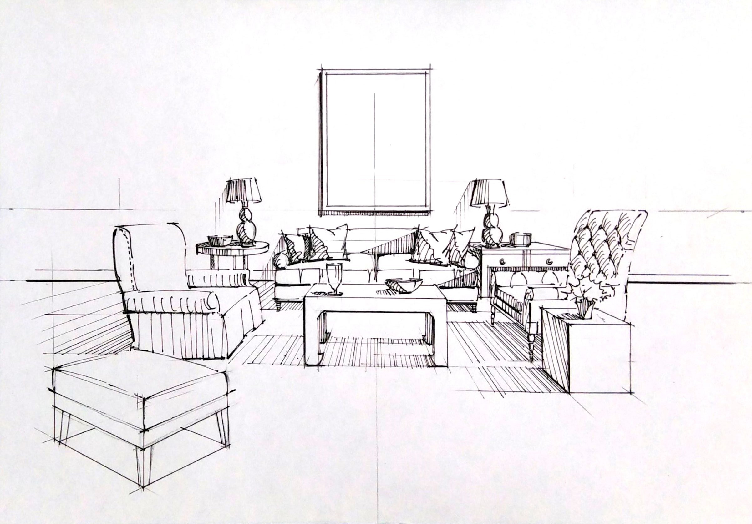 室内设计手绘作品分享（1）家居陈设元素线稿表达|空间|室内设计|郭昆手绘 - 原创作品 - 站酷 (ZCOOL)