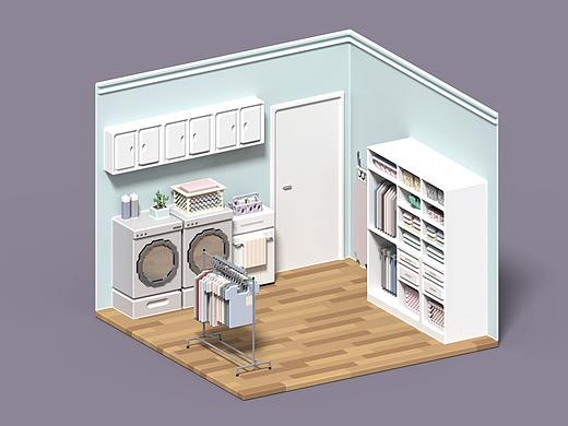 MagicaVoxel小练习：Laundry Room