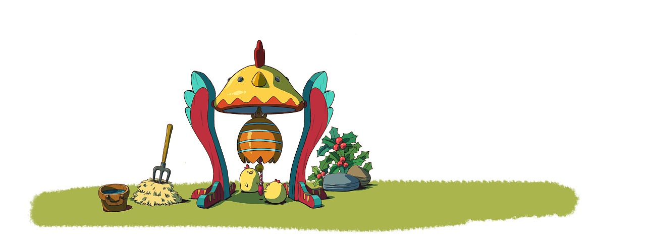 《圣诞乱鸡动》美陈前期设计|插画|概念设定|逐光文创 - 原创作品