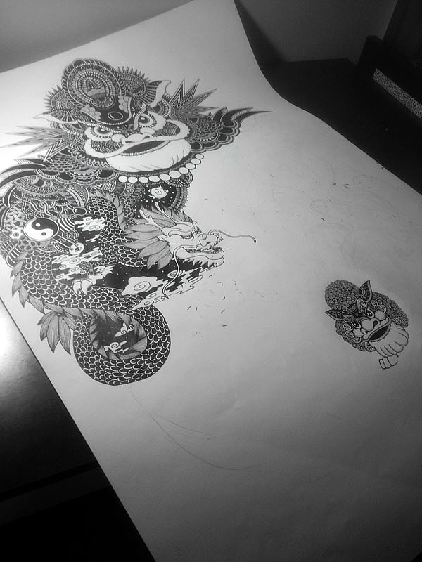 2开大画《最炫中国风》附绘制过程（图ZMTc0MjI2OTI=） - 新锐潮流插画 - 站酷设计师墩小贤原创素材 - 站酷ZCOOL