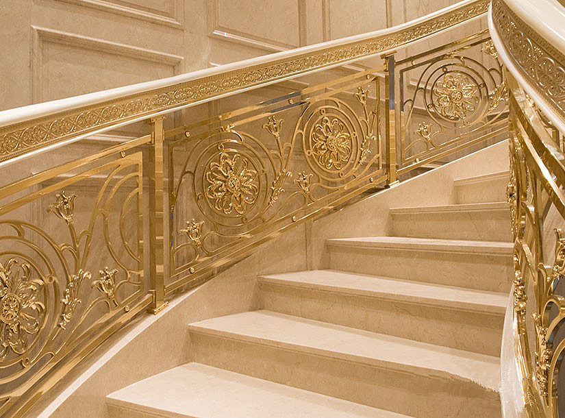 纯铜楼梯护栏 雕花栏杆款式图片