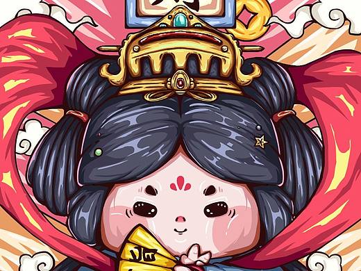 国潮粗描边插画及文创周边