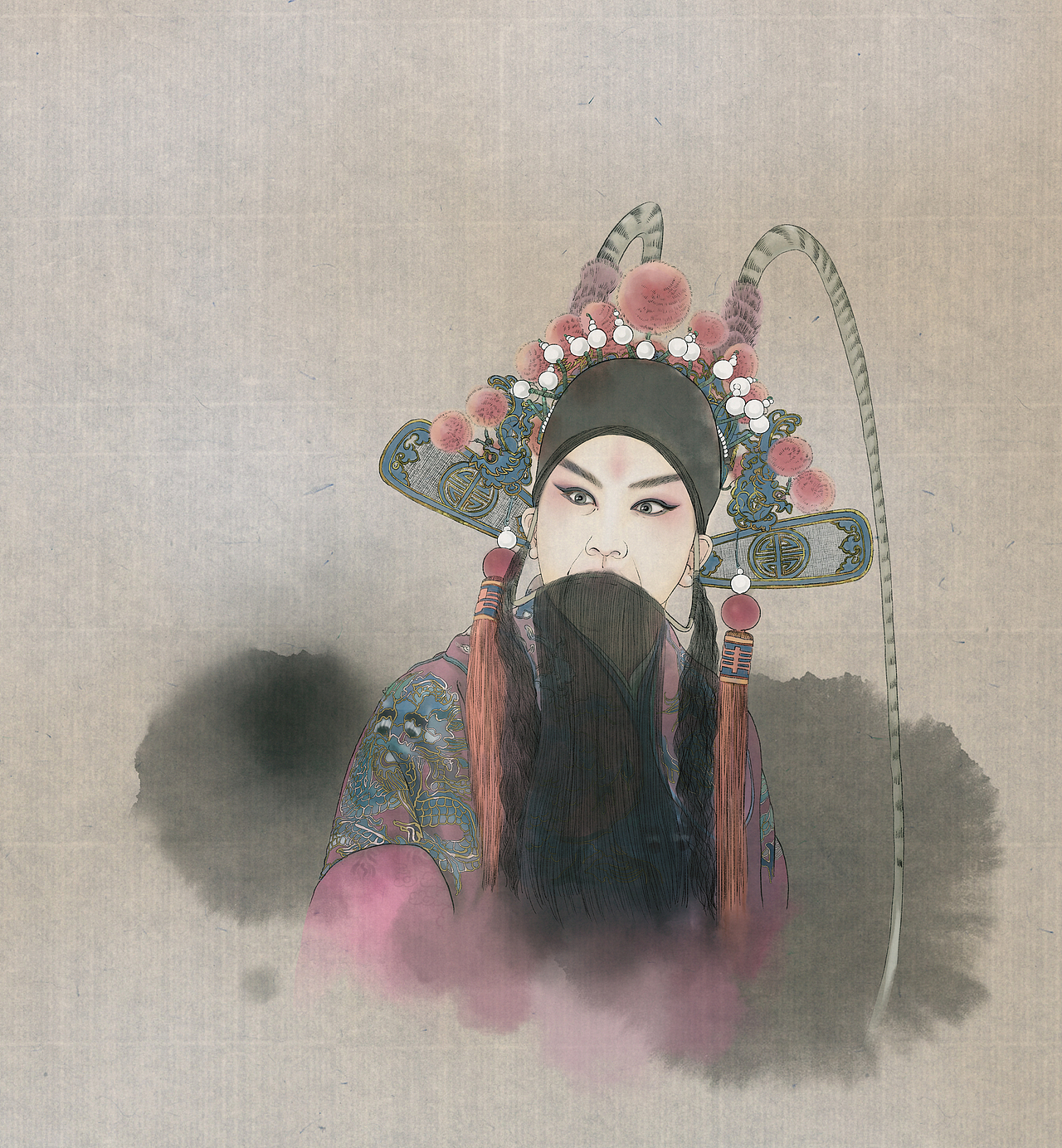 子鵺坊插画|江苏卫视2022年春晚《粉墨》节目特效插画（图ZMjg2OTIzMjIw） - 商业插画 - 站酷设计师子鵺坊插画原创素材 - 站酷ZCOOL