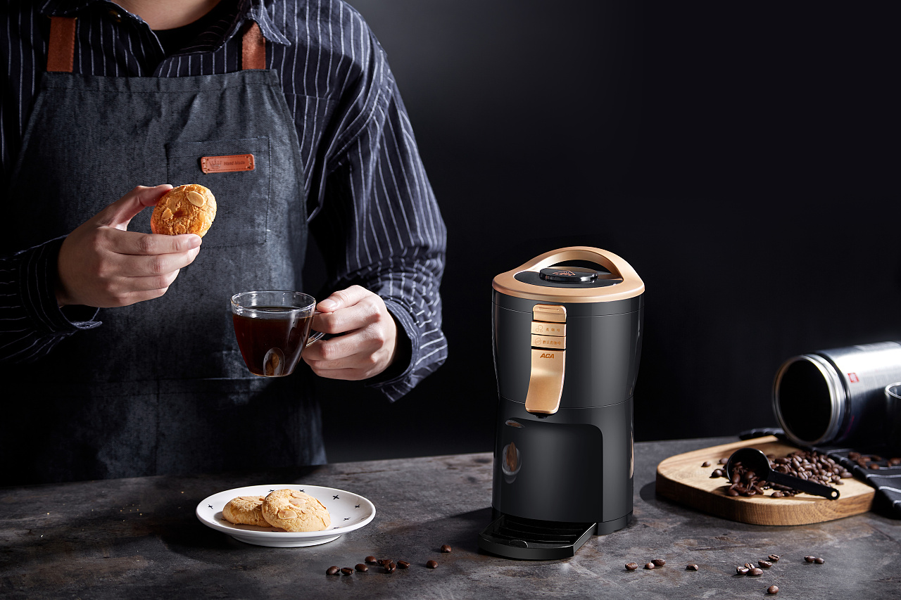 aca北美咖啡机美式磨豆机场景拍摄