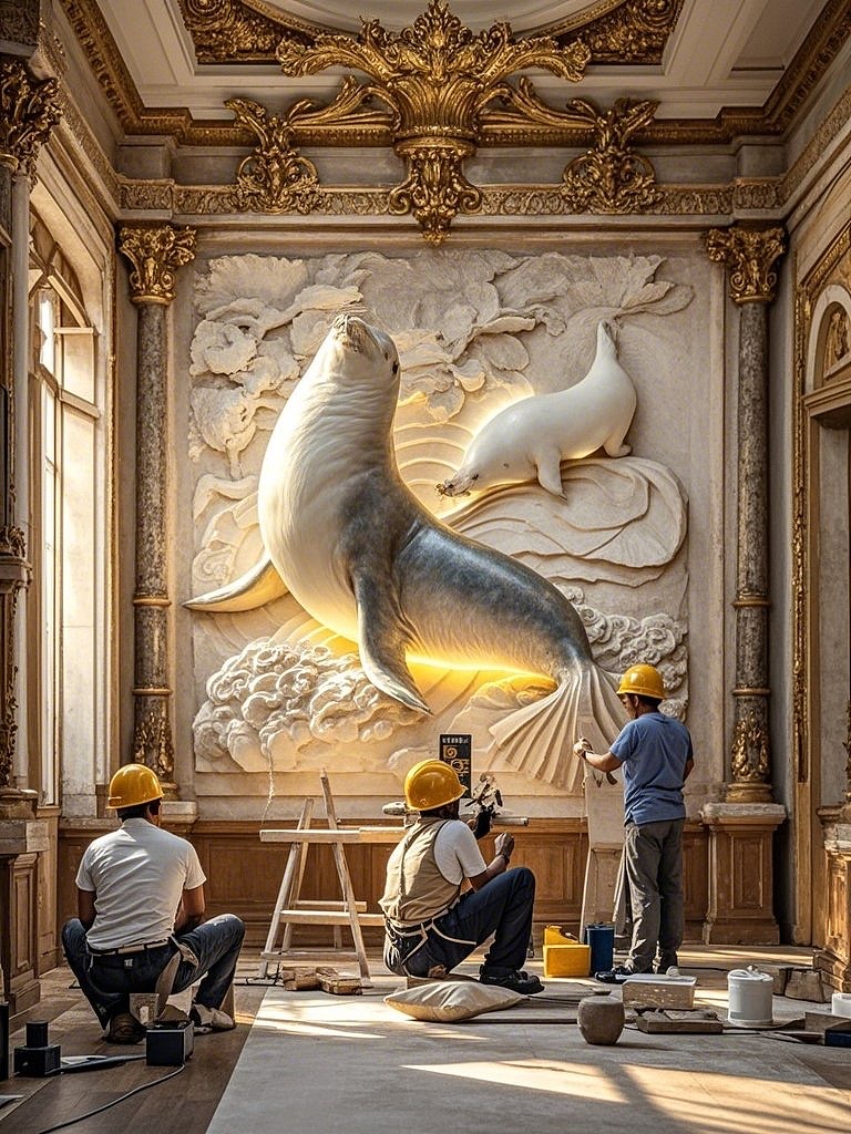 🐾海豹浮雕:石上的海洋萌主诞生记