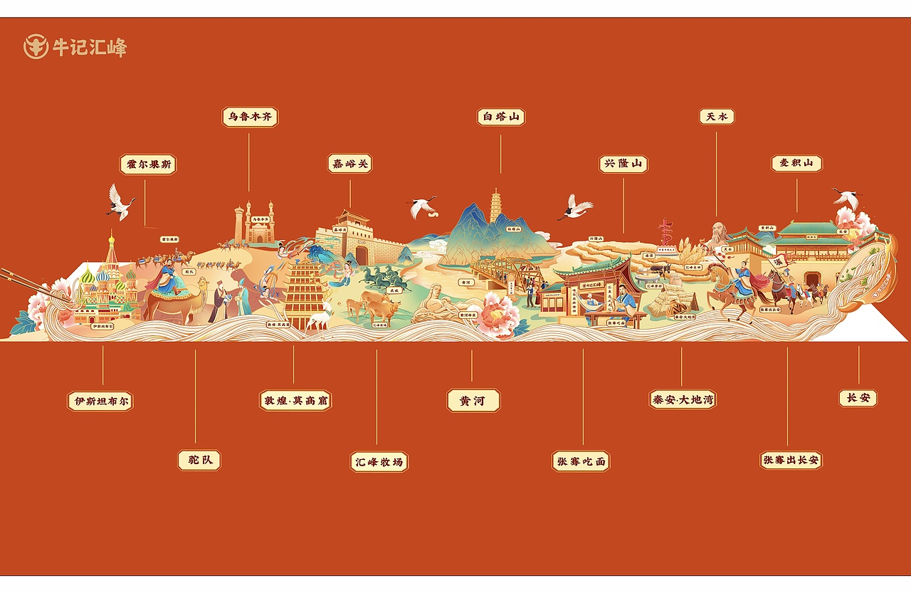 牛记汇峰_丝绸之路品牌商业插画（图ZMjg5ODA4ODg0） - 商业插画 - 站酷设计师南小笙原创素材 - 站酷ZCOOL
