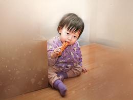 儿童摄影，油画风后期修图