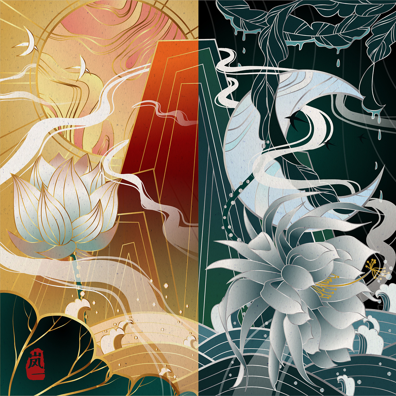 ai矢量国风插画系列4