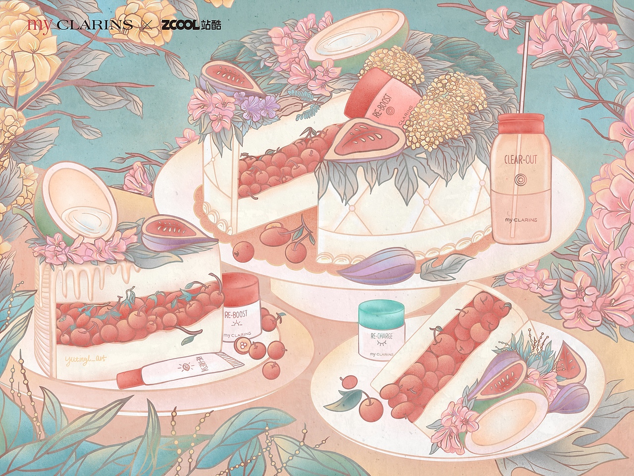#my CLARINS 寻找天然好食肌#（图ZMjk4NzY5NjE2） - 海报 - 站酷设计师小雨在画些什么原创素材 - 站酷ZCOOL