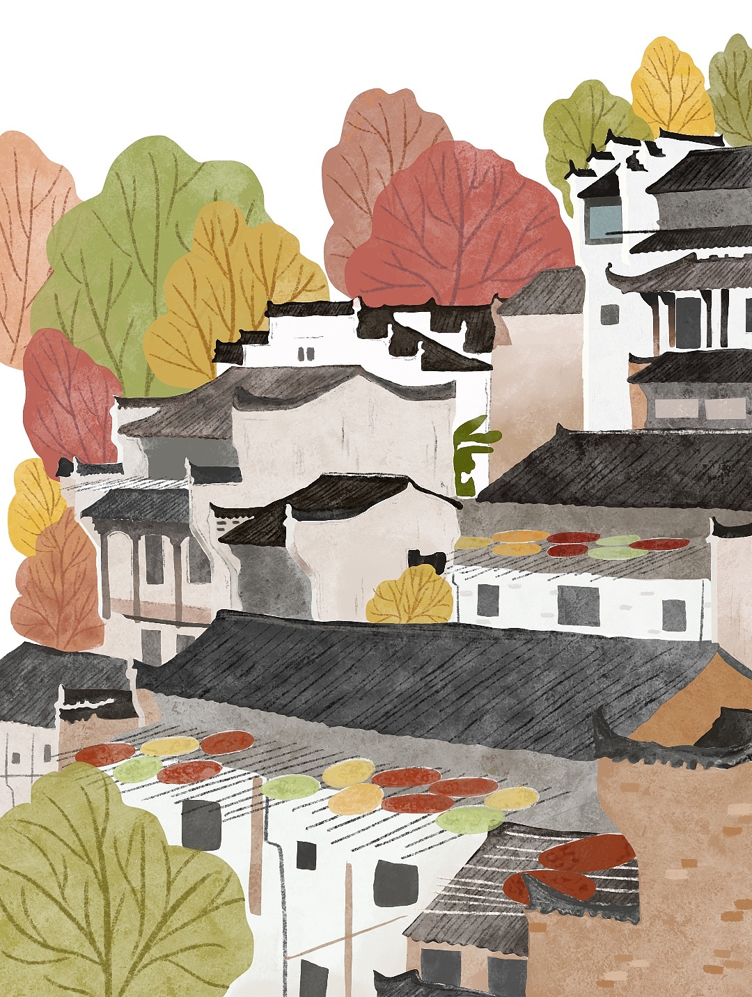 婺源风景|插画|商业插画|是小方糖呀 - 原创作品 - 站酷 (zcool)