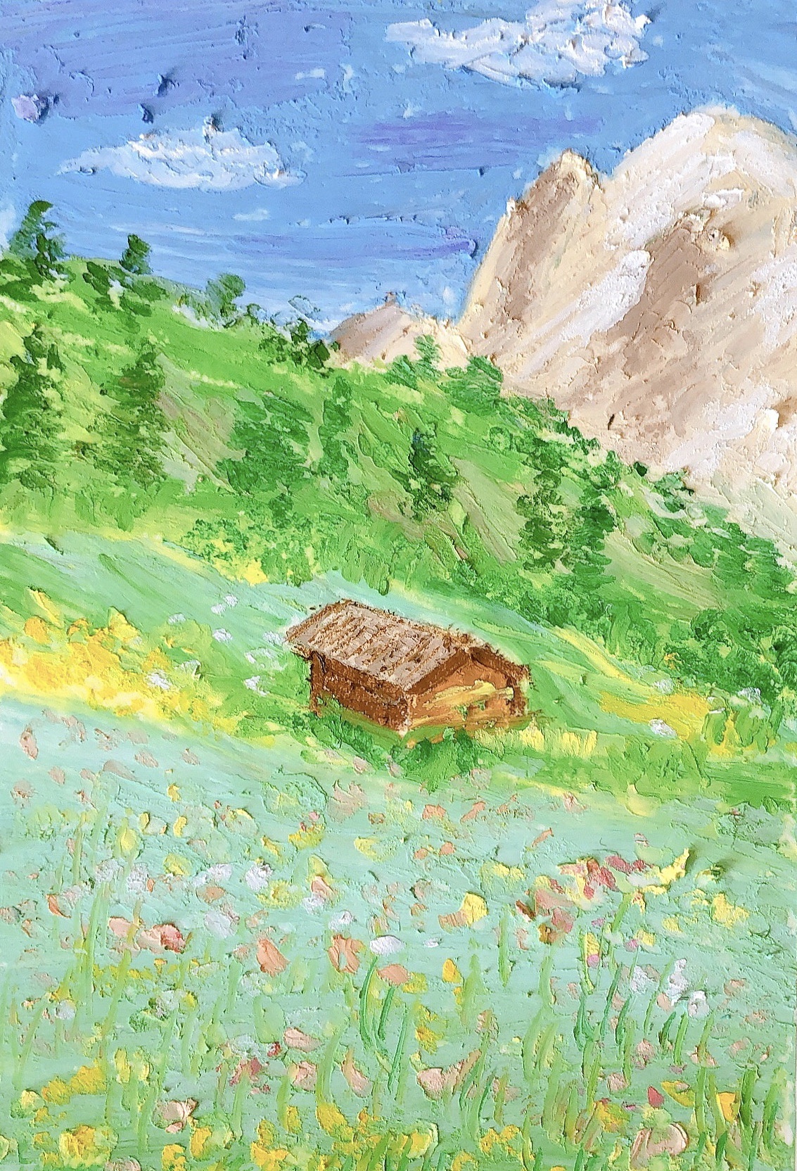 油画棒风景作品《瑞士》