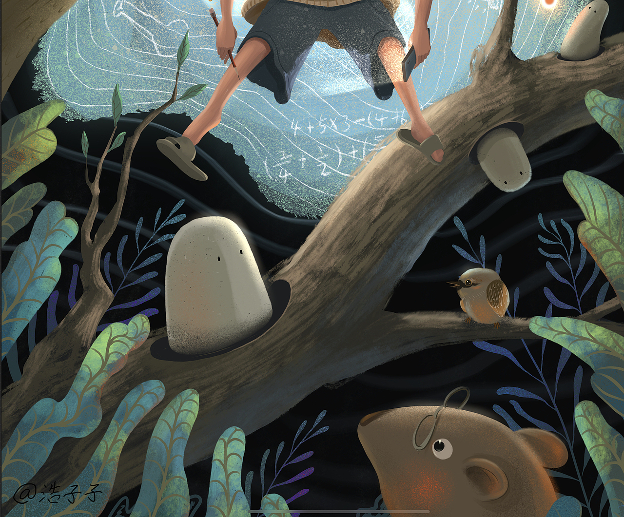 写作业（图ZMTg5Njg4MTk2） - 商业插画 - 站酷设计师浩子子原创素材 - 站酷ZCOOL