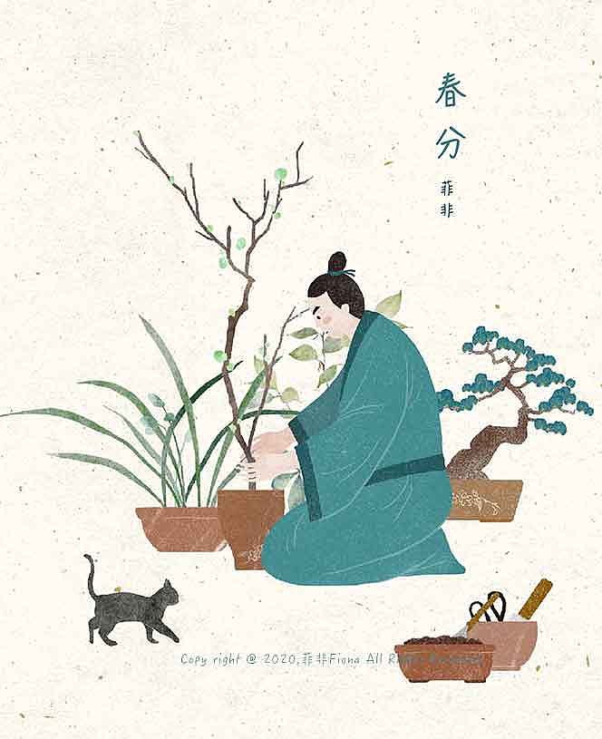 一组与动物有关的中国风插画