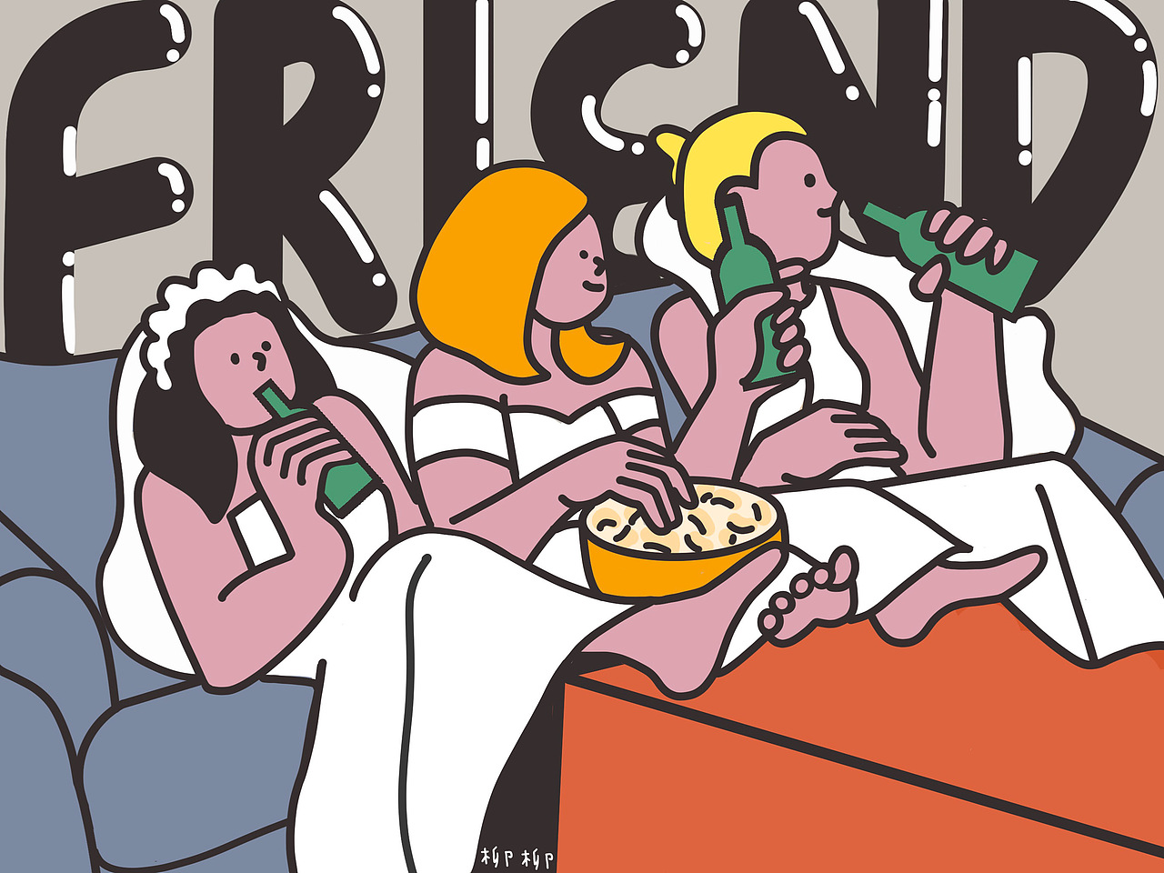 老友记经典画面 ipad procreate|插画|创作习作|此时柳柳_原创作品