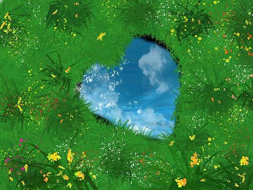 插画壁纸 碧水蓝天