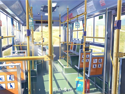 夕阳下的公交车插画-游戏原画14003210天前日系场景室内-温馨的小家