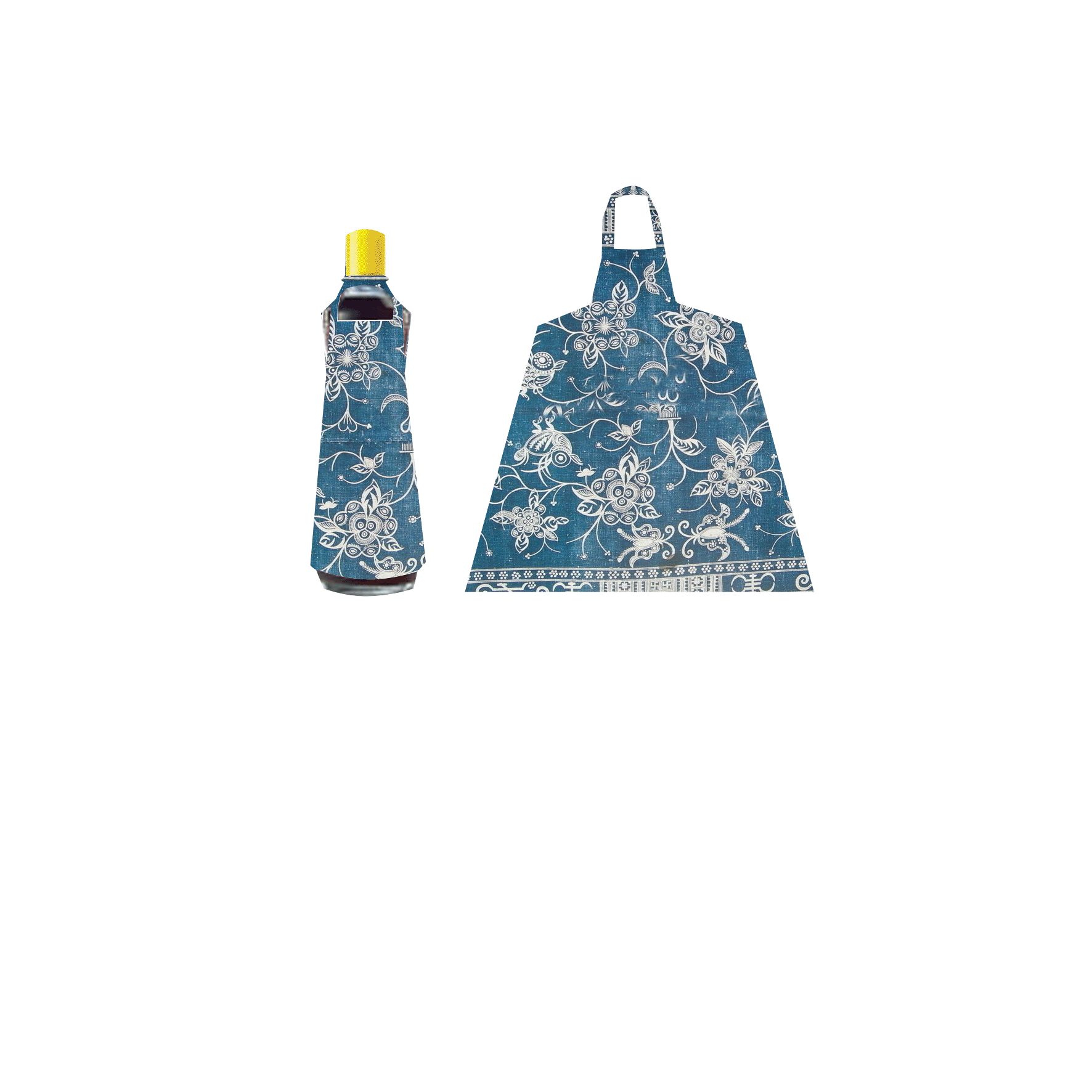 围裙采用云南蜡染布料制成,与作者的儿时记忆相溶,与作品题目相对应.