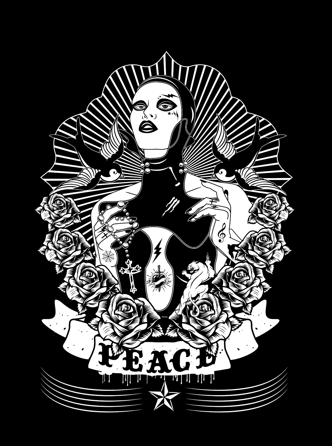 西海岸风格之单色潮流插画设计——欲望都市