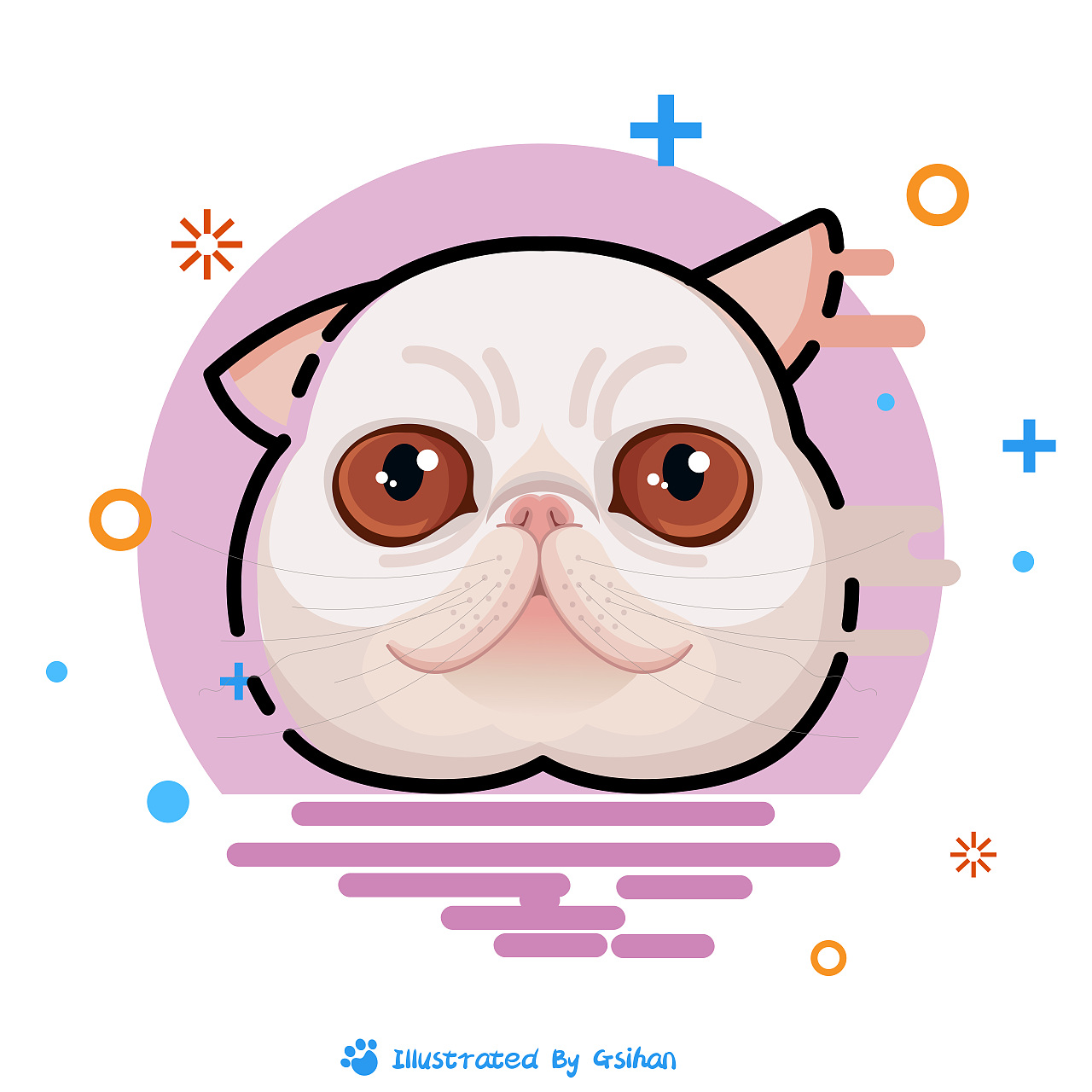 原创绘画:mbe风格猫咪卡通头像/贴纸