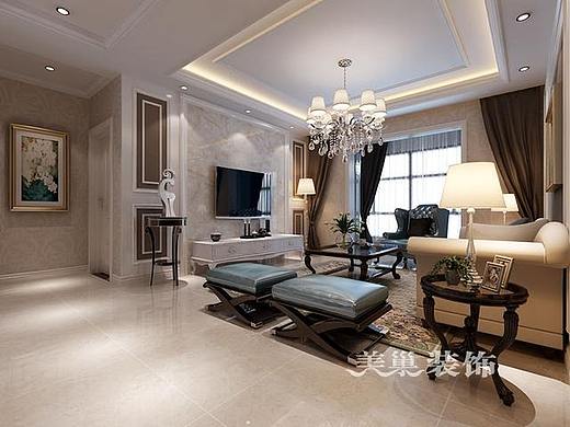 公园道一号130平三室装修简欧风格装修样板间设计