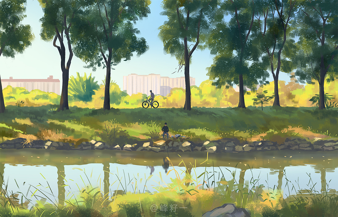 《运河钓鱼的人》