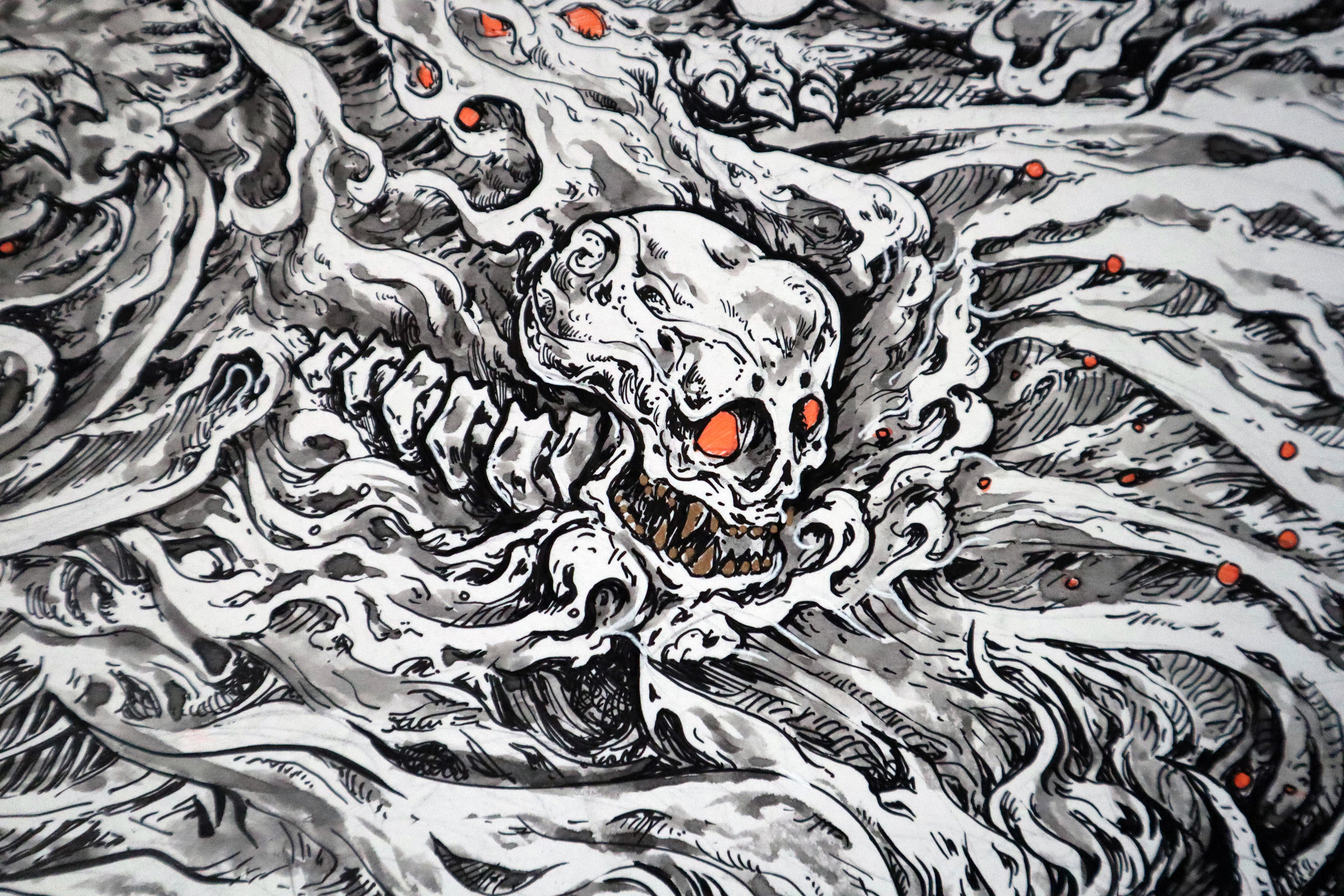 我们小妖怪,逍遥又自在 3.5米手绘长卷