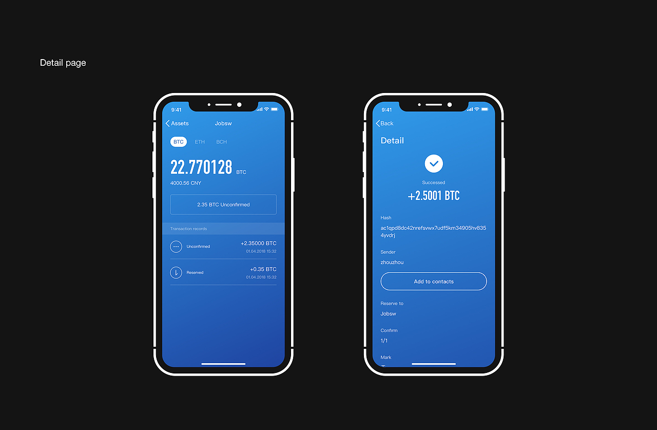 Bitbill 1.0 - 最安全最好用的区块链数字资产钱包（图ZMTA0NDgzNTcy） - APP界面 - 站酷设计师王涵洋原创素材 - 站酷ZCOOL