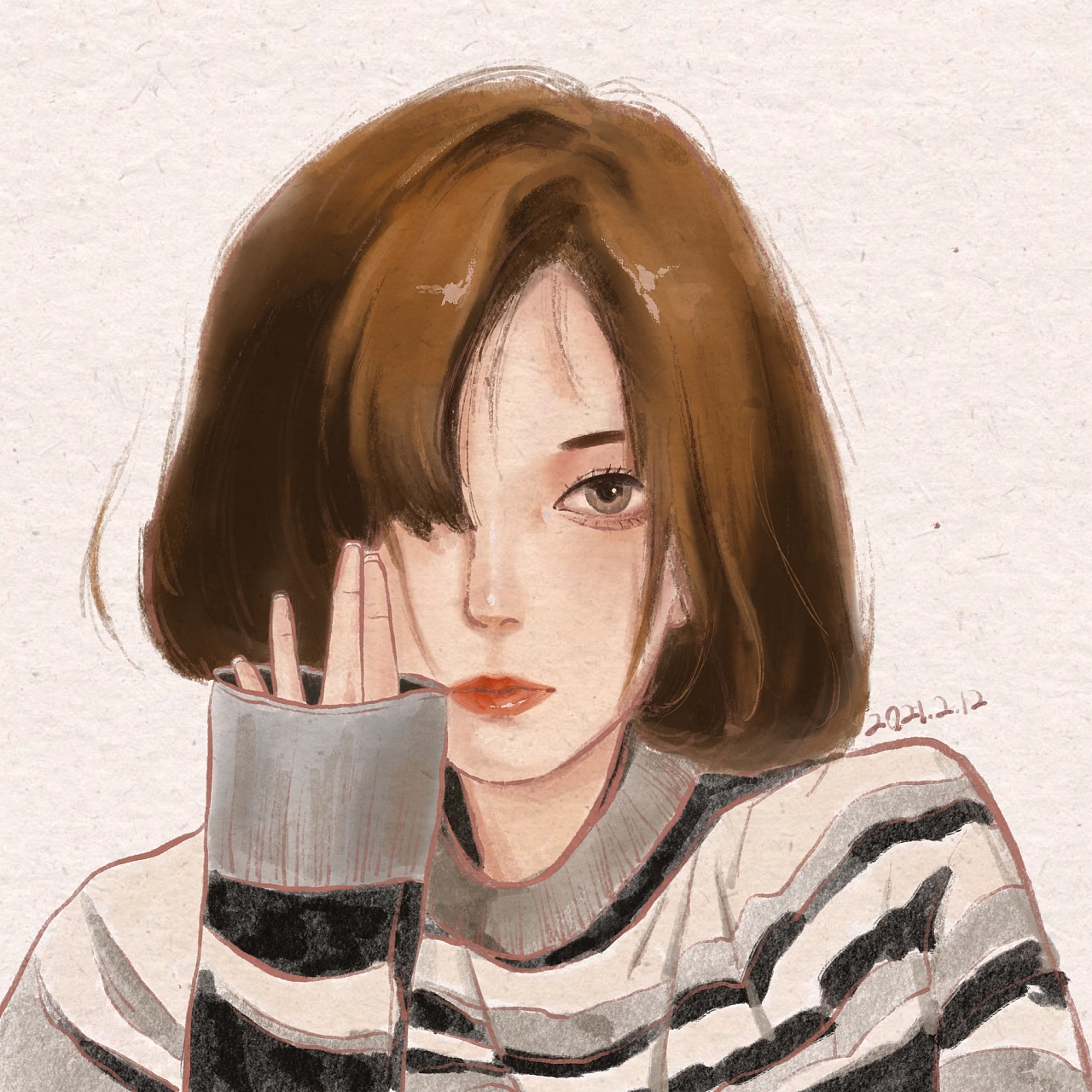 procreate水彩头像临摹 |插画|商业插画|可爱小吴 - 临摹作品 - 站酷 