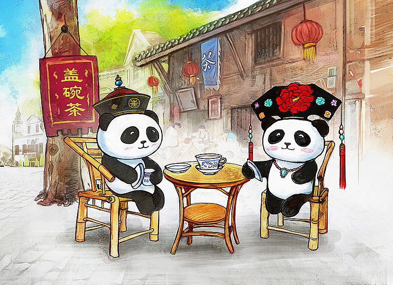 旅游景点熊猫明信片创作小集