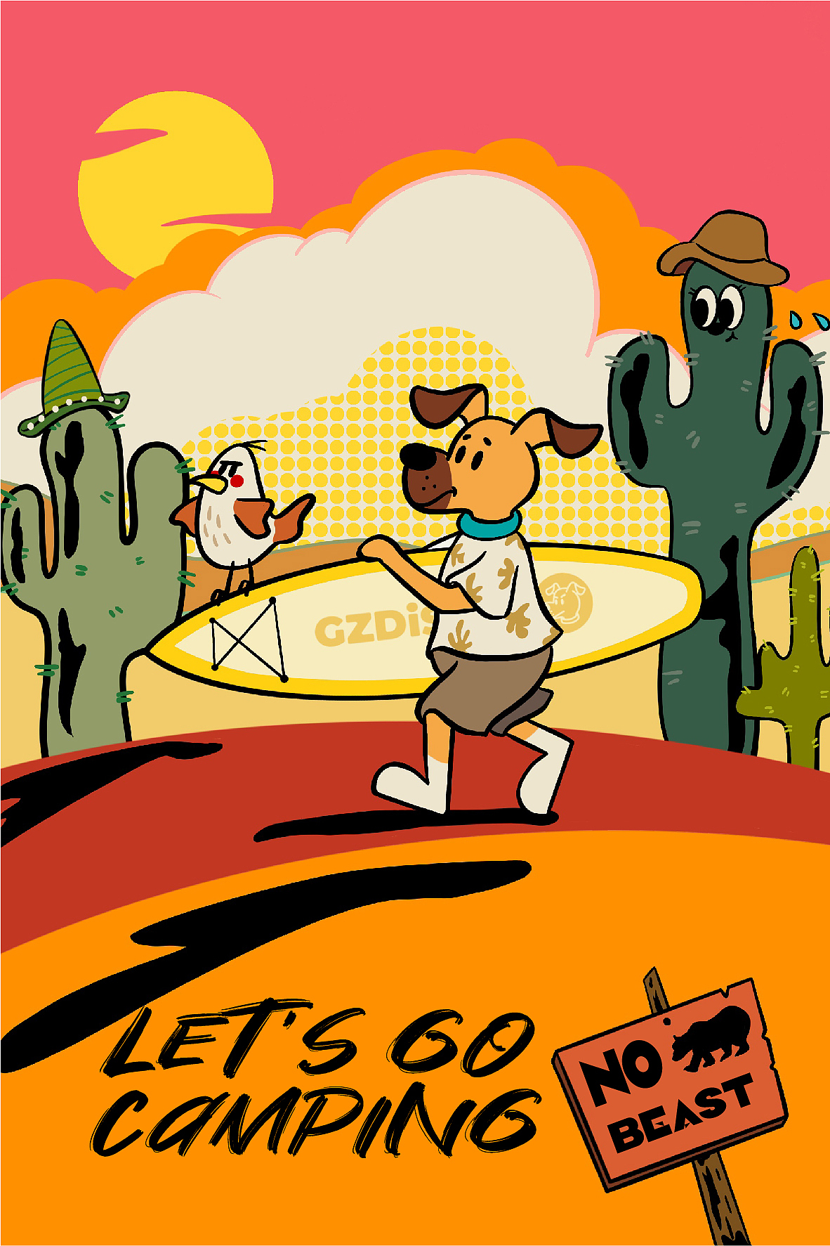 锅仔丁露营系列插画海报