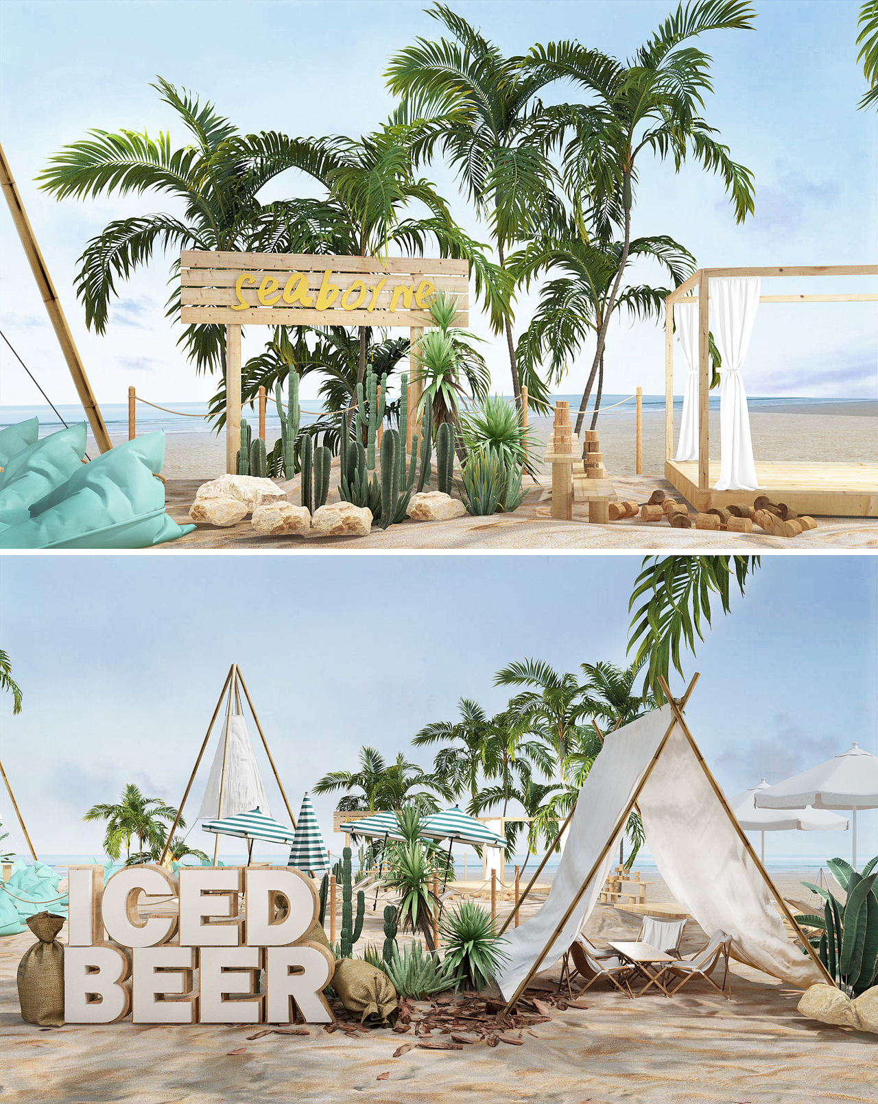 1400平方沙滩风集装箱