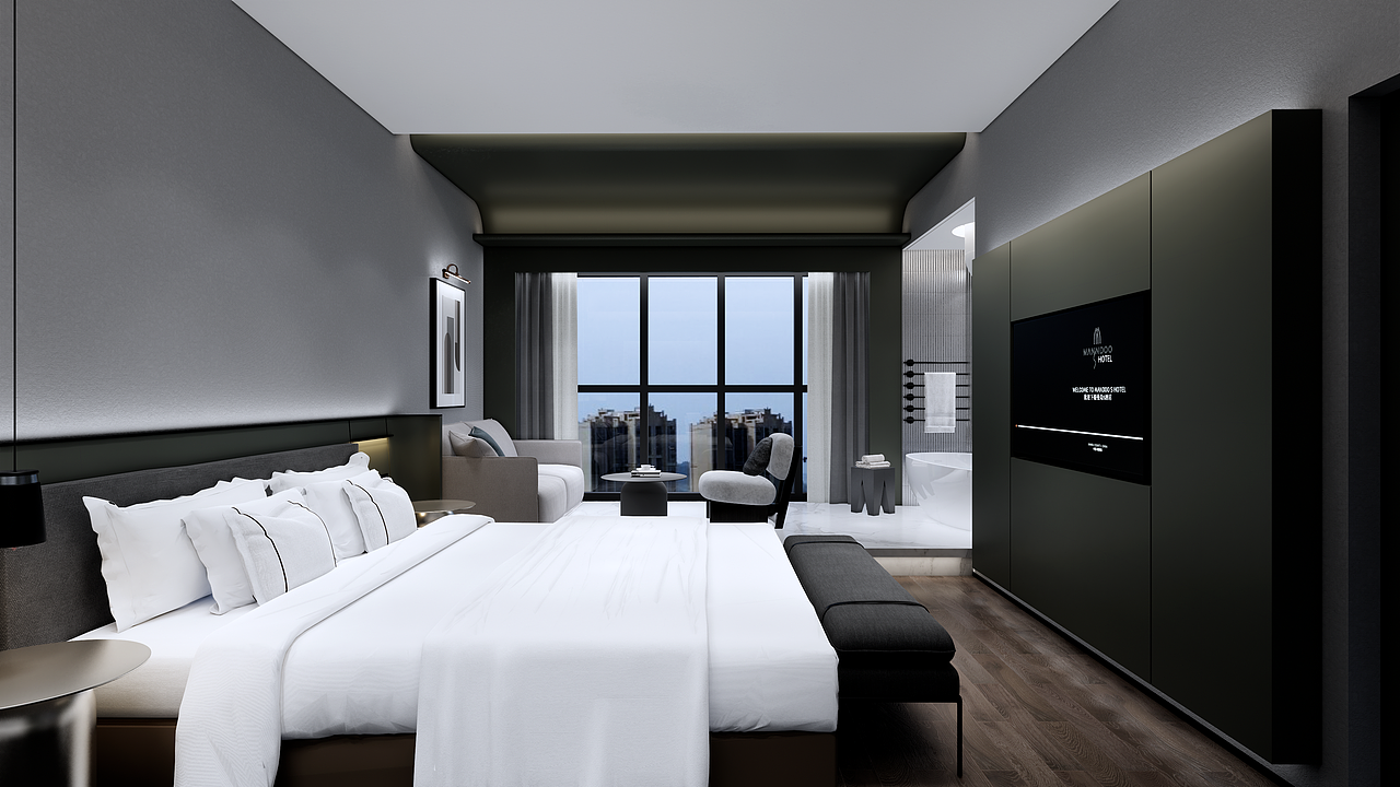 SU+Enscape酒店客房设计渲染