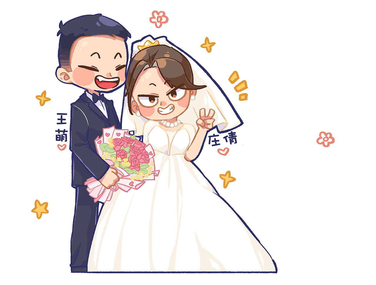 给妹妹画的的结婚立牌（图ZMzM1NzUwOTE2） - 其他平面 - 站酷设计师庄个庄原创素材 - 站酷ZCOOL