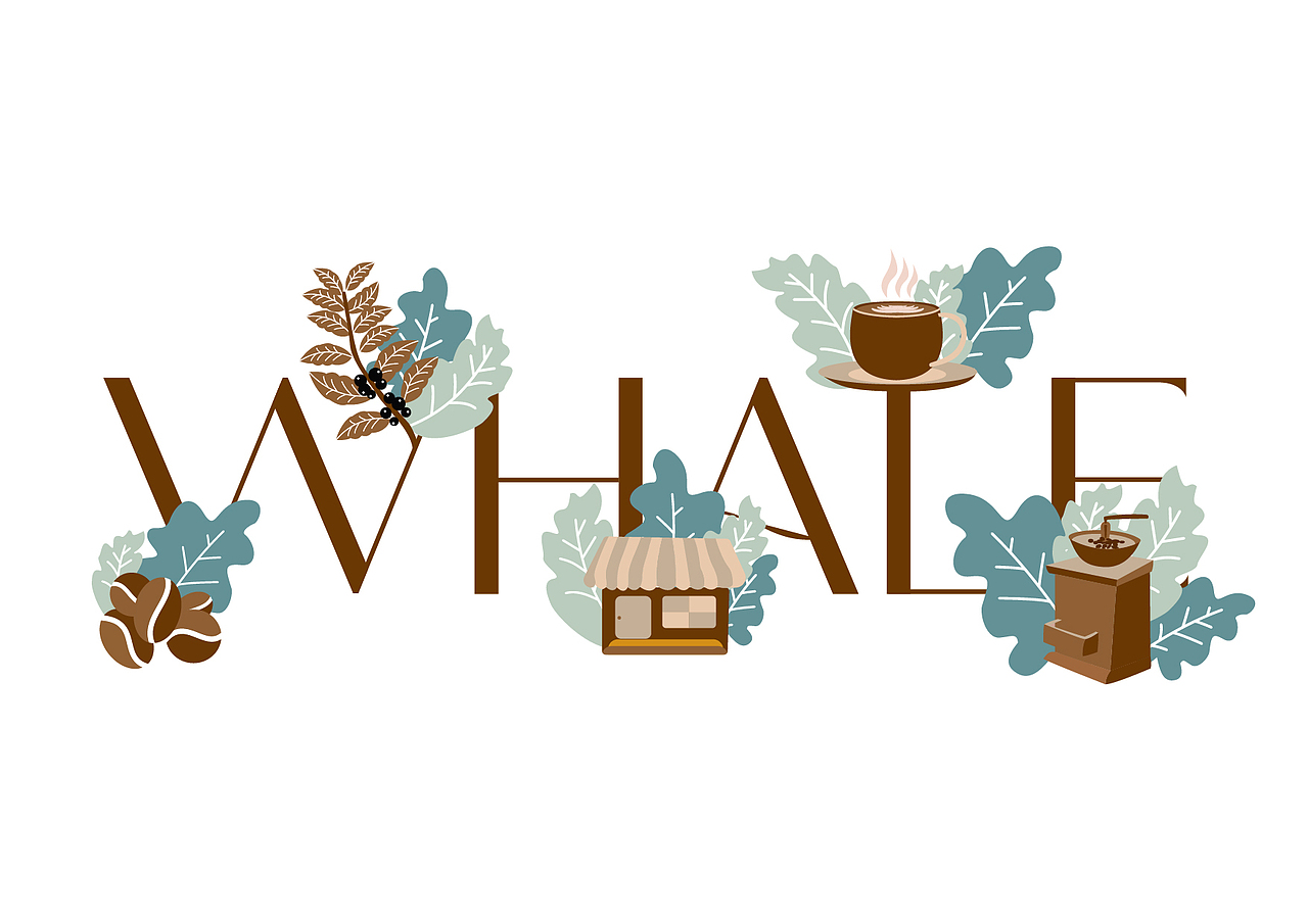 鲸鱼咖啡馆品牌延展logo