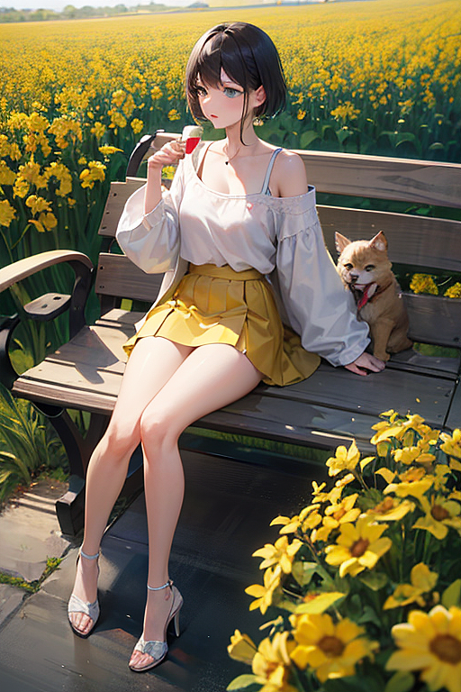 花田系列01——动漫少女,黄白搭配