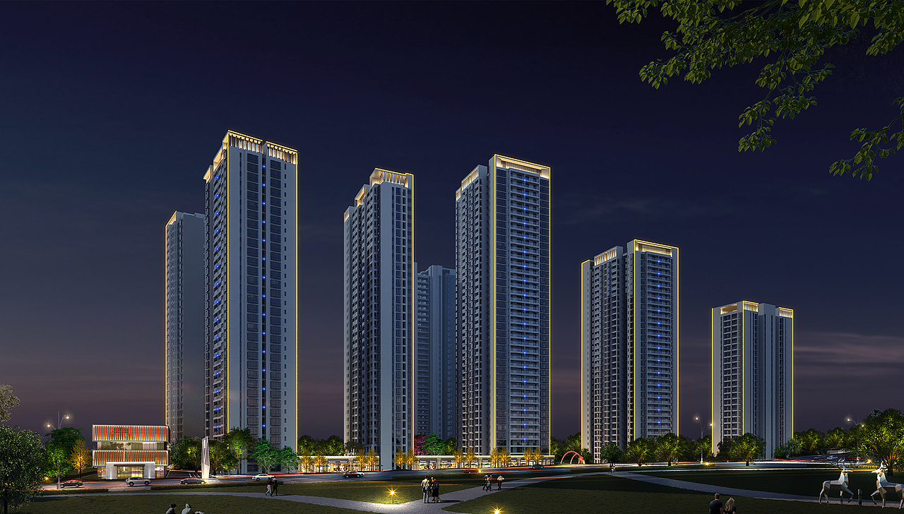 地產(chǎn)夜景亮化效果圖設(shè)計(jì)（圖ZMzA1MTkwODg0） - 其他平面 - 站酷設(shè)計(jì)師拾光小妹原創(chuàng)素材 - 站酷ZCOOL