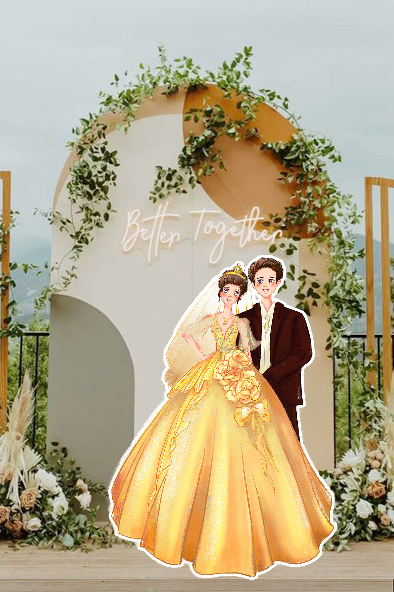 情侣婚礼插画｜手绘【婚纱照】｜婚庆人物设计新郎新娘（图ZMzI5MDc0MjI0） - 创作习作 - 站酷设计师爱画画的尤尤原创素材 - 站酷ZCOOL