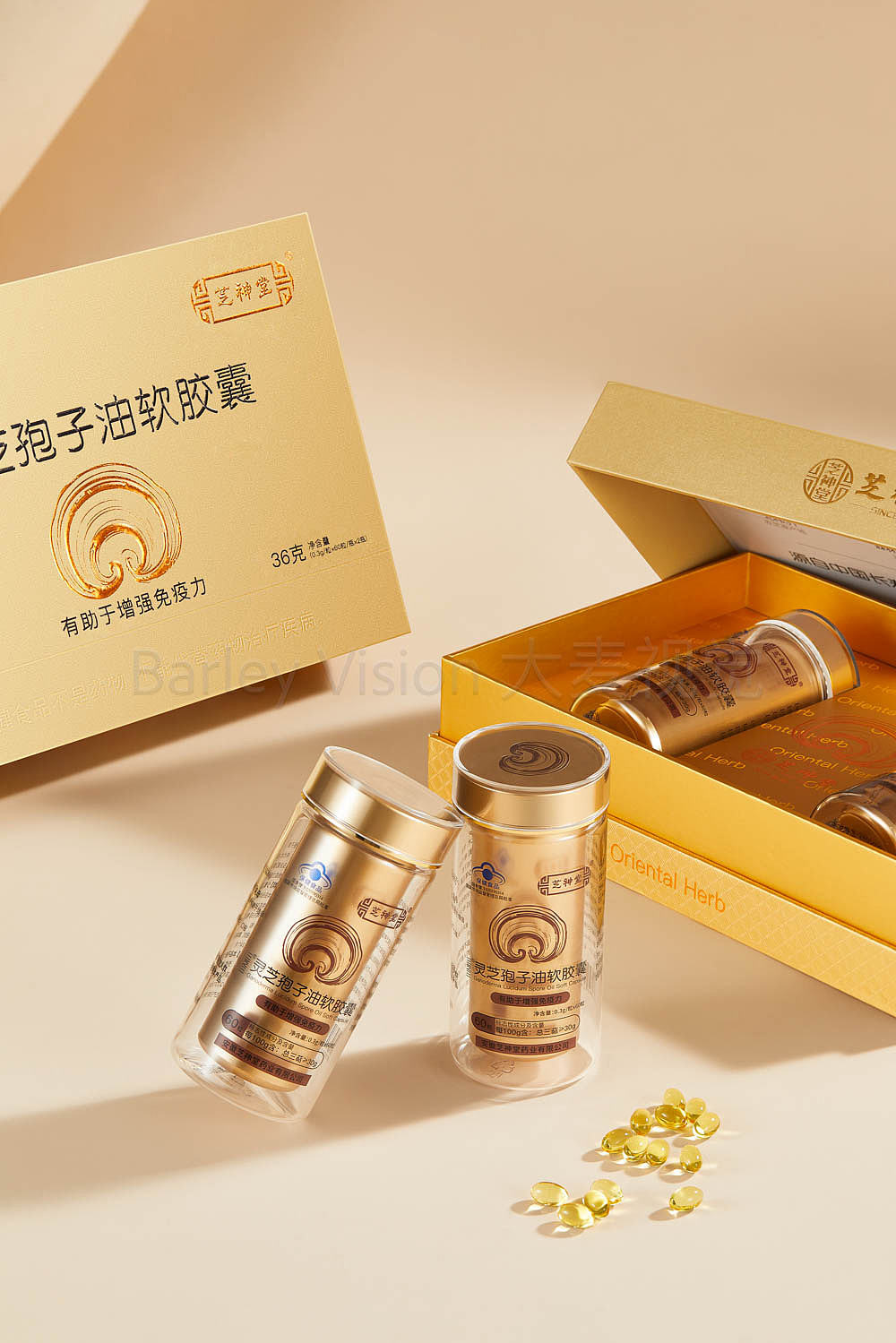 灵芝孢子胶囊拍摄/大麦商业摄影/电商全案制作（图ZMzcwODYxNTY4） - 产品摄影 - 站酷设计师大麦摄影视觉原创素材 - 站酷ZCOOL