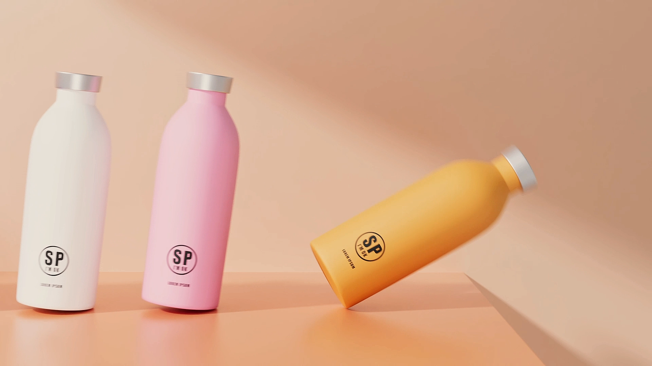 C4D多彩保温瓶动画