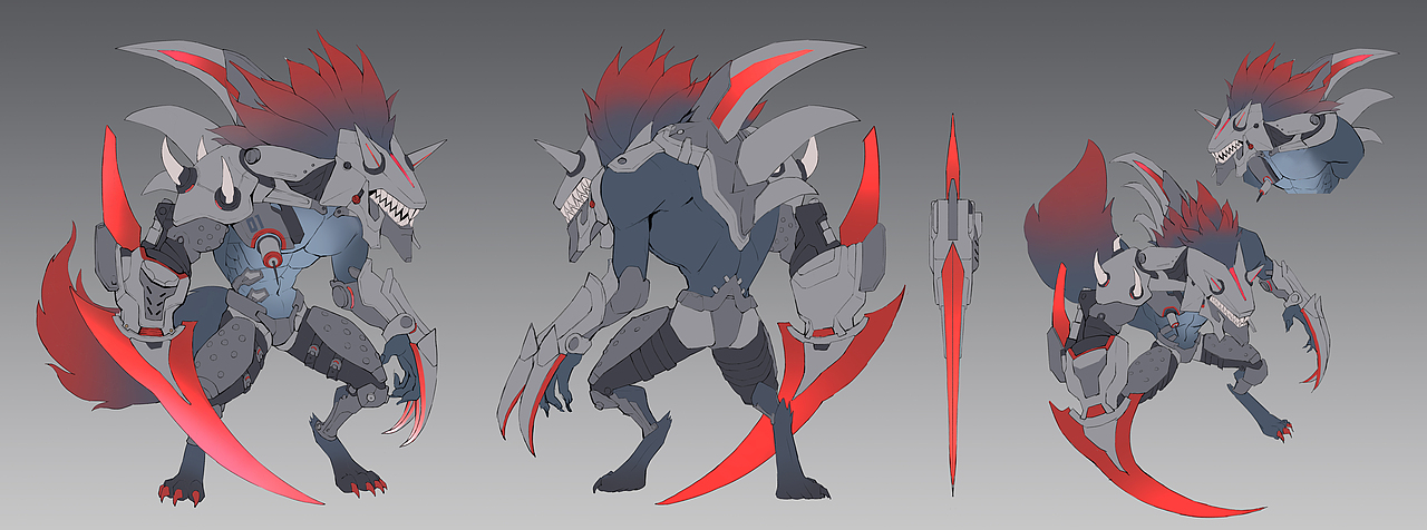 机甲兽-狼（图ZMzQyMTAzNzEy） - 概念设定 - 站酷设计师淅沥鱼FISH原创素材 - 站酷ZCOOL