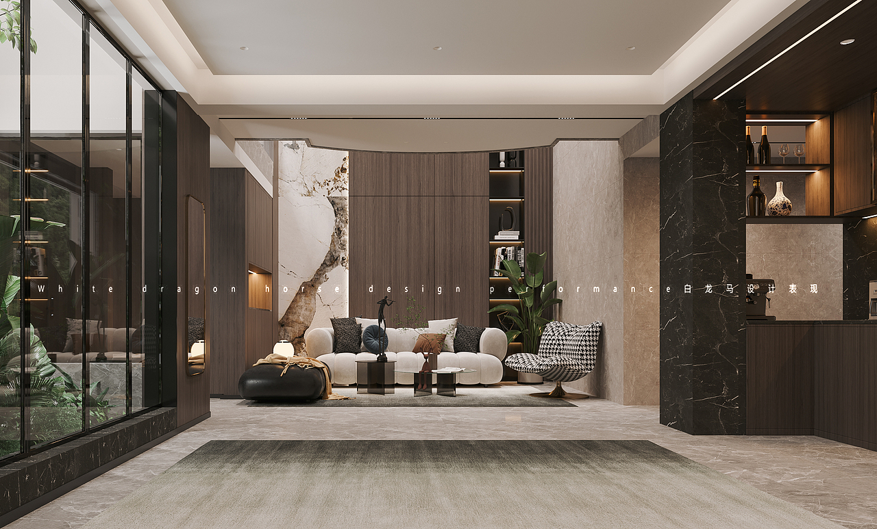现代客餐厅—白龙马效果图