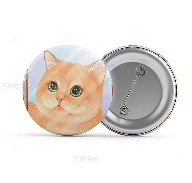 宠物动物猫咪手绘板绘周边文创包装插画