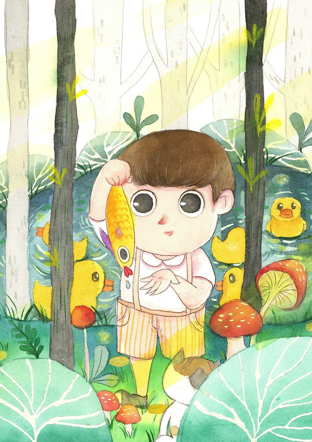 童年的夏天插画（图ZMzA4ODM4NzA4） - 艺术插画 - 站酷设计师星亮绘画art原创素材 - 站酷ZCOOL