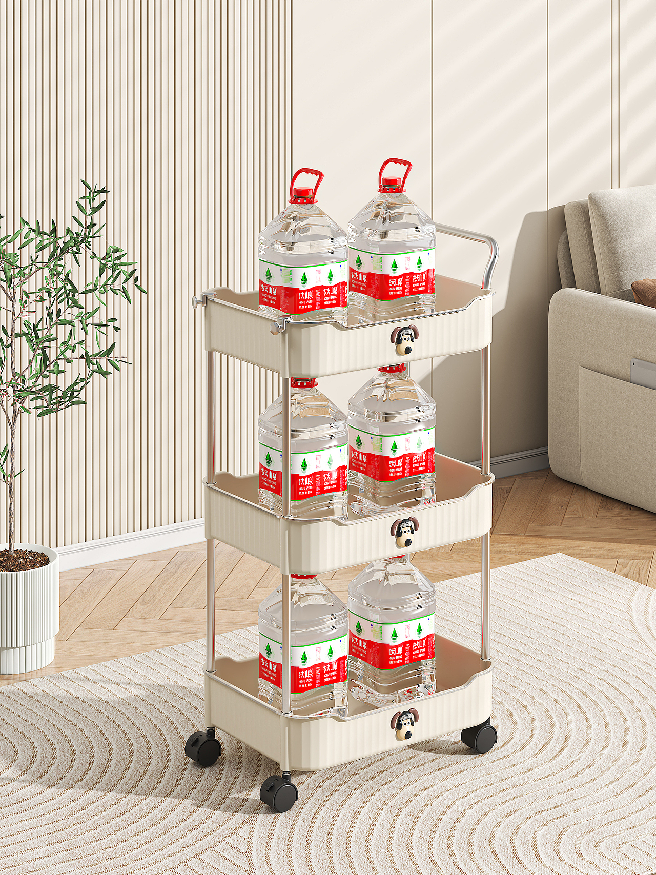 零食小推车置物架渲染 详情页设计