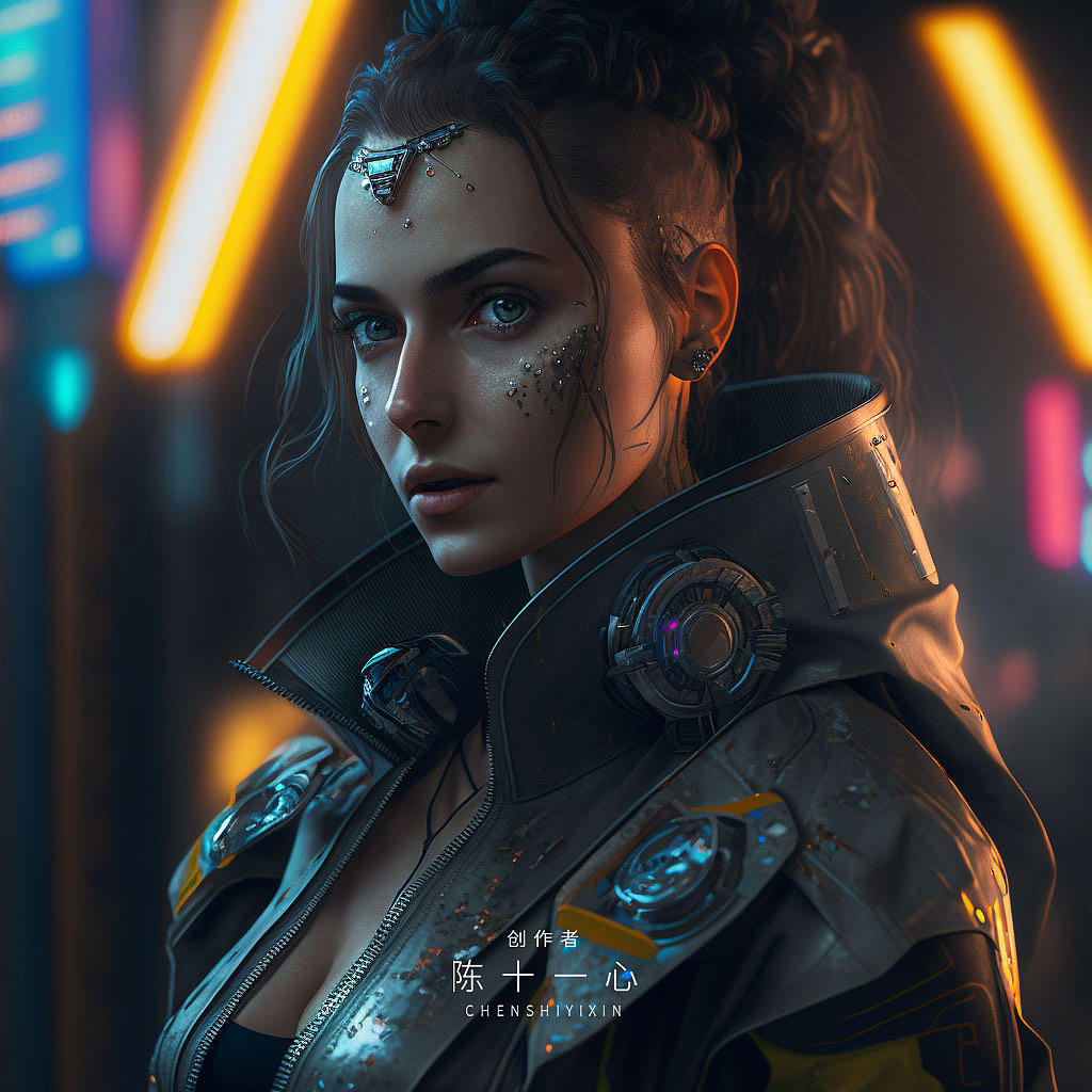 【Midjourney】赛博朋克女孩（图ZMzI4MjAyNjIw） - AI作品 - 站酷设计师陈十一心SD原创素材 - 站酷ZCOOL