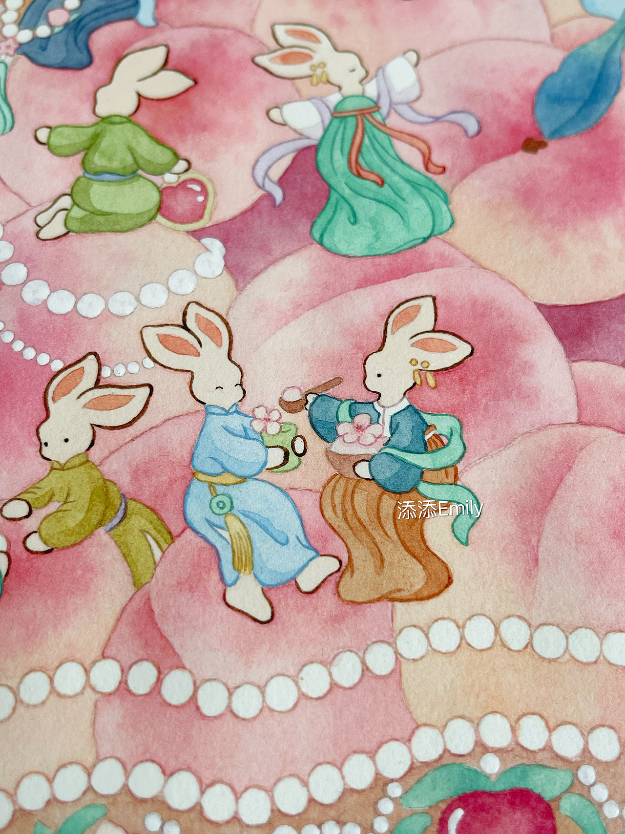 仙桃宴（兔崽崽系列）（图ZMzUzMDc2MDEy） - 商业插画 - 站酷设计师添添Emily原创素材 - 站酷ZCOOL